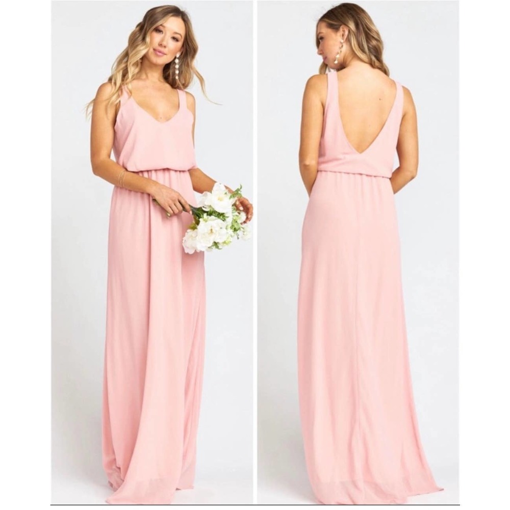 Show Me Your Mumu Dress Women L Kendall Maxi Frosty Pink Crisp Wedding NWT